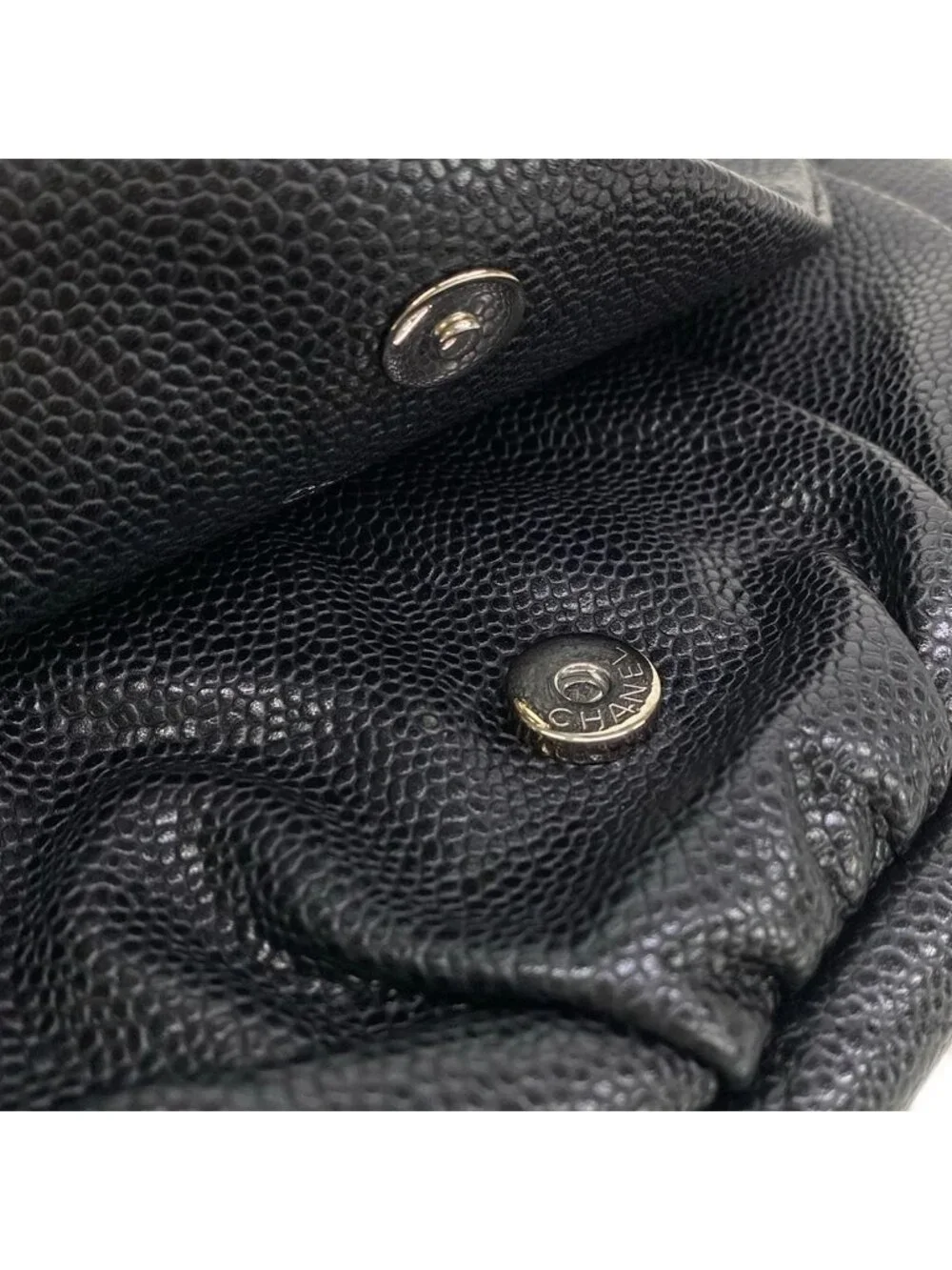 Chanel Wallet Half Moon Black Chain Shoulder Silver CC Logo